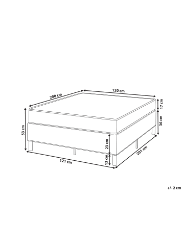 Beliani Doppelbett COUNTESS  in Grau/Braun - (W) 121 x (H) 53 x (L) 201 cm