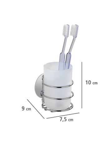 Wenko Zahnbürstenbehälter Turbo-Loc in Silbern, (B) 8 x (H) 14 x (L) 10 cm
