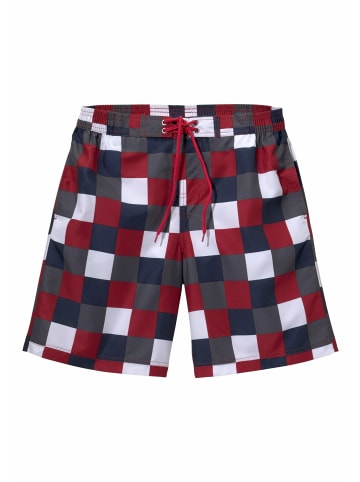 Buffalo Badeshorts in rot-marine-kariert