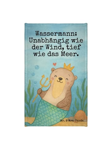 Mr. & Mrs. Panda Handtuch Wassermann Astrologie Design mit Spruch in Weiß