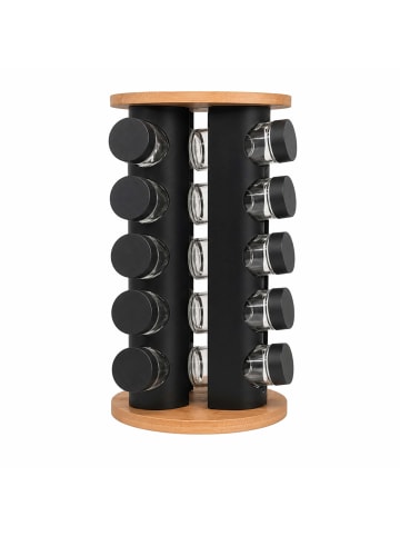 relaxdays Gewürzkarussell "20 Gläser" in Natur/ Schwarz - (H)33 x Ø 19,5 cm