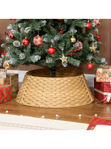 HOMCOM Weihnachtsbaumkragen-Ø68 x 22H cm-Naturholz