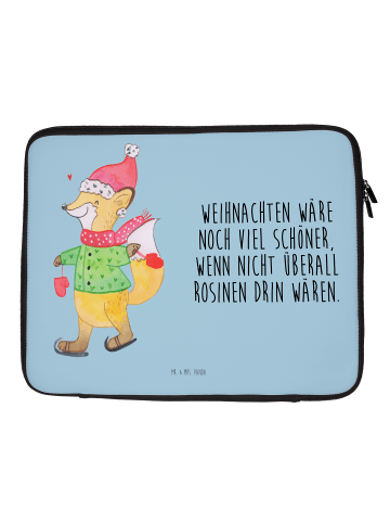 Mr. & Mrs. Panda Laptop Tasche Fuchs  Schlittschuhe mit Spruch in Eisblau