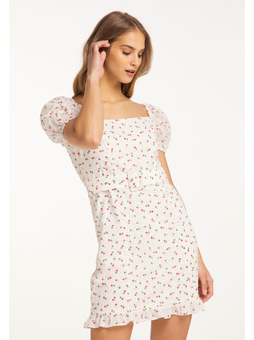 myMo Damen Minikleid Kurzarm in Weiss