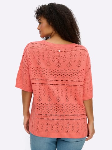 sheego Kurzarm-Pullover in koralle