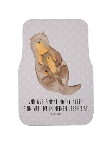 Mr. & Mrs. Panda Autoteppich Otter Kind mit Spruch in Grau Pastell
