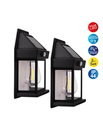 näve LED Solarleuchte "MIRA" in schwarz - (L)12 cm x (B)5.8 cm x (H)17 cm