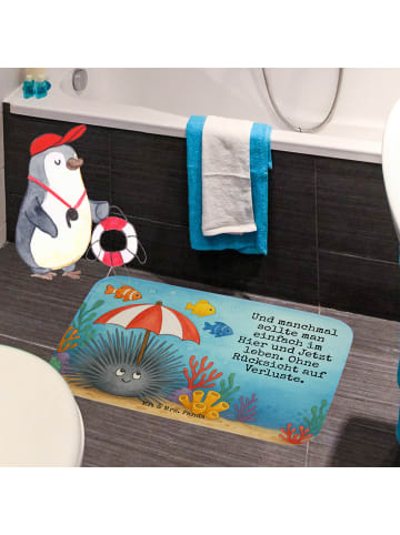 Mr. & Mrs. Panda Badezimmerteppich Seeigel Design mit Spruch in Weiß