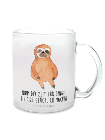 Mr. & Mrs. Panda Teetasse Faultier Zufrieden mit Spruch in Transparent