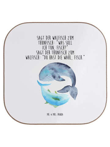 Mr. & Mrs. Panda Untersetzer Gläser Walfisch Thunfisch mit Spruch in Weiß