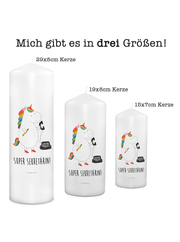Mr. & Mrs. Panda Kerze Einhorn Sekretärin mit Spruch in Weiß