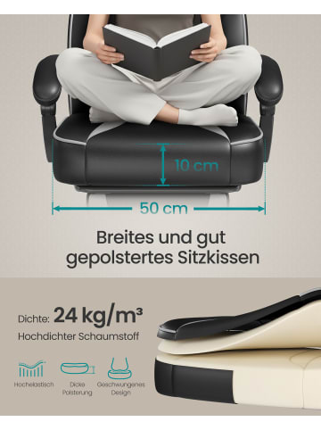 SONGMICS Gaming-Stuhl Cathy in Schwarz-Grau - (B)70 x (H)122 x (T)70 cm