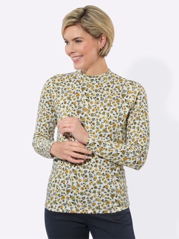 WITT WEIDEN Stehkragen-Shirt in ecru-ocker-bedruckt