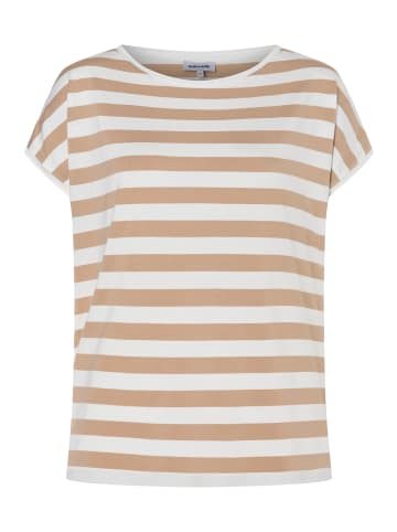 More & More lockeres, softes Basic-Streifenshirt in beige/offwhite