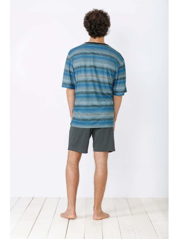 hajo Pyjama kurz für Herren in blau