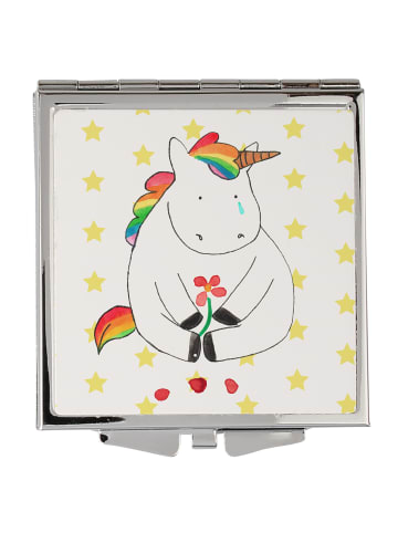 Mr. & Mrs. Panda Kosmetikspiegel Einhorn Traurig ohne Spruch in Weiß