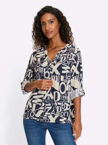 Heine Druckbluse in champagner-marine-bedruckt