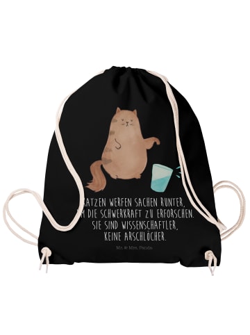 Mr. & Mrs. Panda Turnbeutel Katze Wasserglas mit Spruch in Schwarz