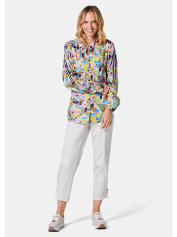 GOLDNER Kurzgröße:  Druckbluse aus hochwertiger Viskose in marine / gemustert