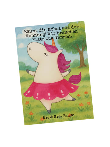 Mr. & Mrs. Panda Postkarte Einhorn Ballerina Design mit Spruch in Weiß