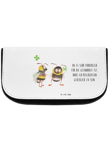 Mr. & Mrs. Panda Schminktäschchen Hummeln Kleeblatt mit Spruch in Weiß