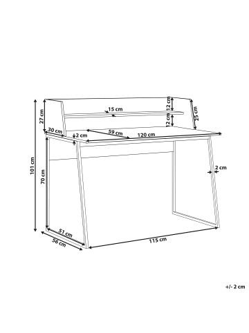 Beliani Schreibtisch GORUS in Braun/Schwarz - (W) 120 x (H) 101 x (L) 59 cm