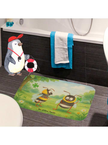 Mr. & Mrs. Panda Badezimmerteppich Bienen Paar Design ohne Spruch in Weiß