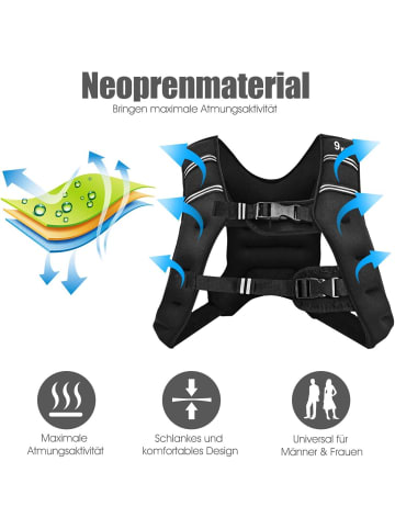 COSTWAY Trainingsweste für Krafttraining 9kg in Schwarz