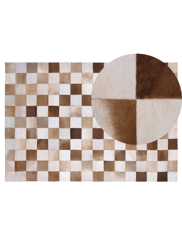 Beliani Kurzflor SOLMAZ in Braun/Beige - (W) 140 x (H) 1.2 x (L) 200 cm