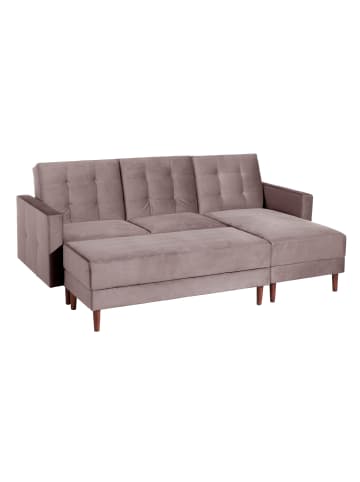 58 aufm Kessel FUNKTIONSSOFA mit Hocker Katunia Samtvelours rosé