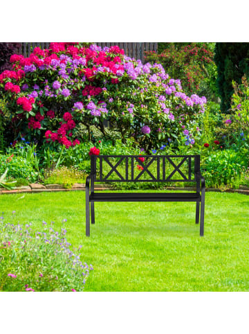relaxdays Gartenbank in Schwarz - (B)127 x (H)81 x (T)56 cm