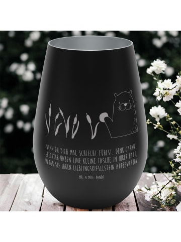 Mr. & Mrs. Panda Gold Windlicht Otter Stein mit Spruch in Schwarz