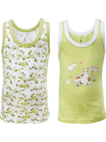 Erwin Müller Single-Jersey Mädchen-Unterhemd 2er-Pack in limonengrün