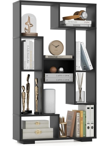 COSTWAY 120cm Bücherregal mit 9 Fächern in Schwarz