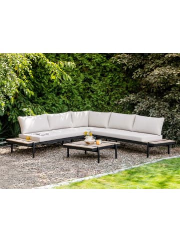 Beliani 7-tlg Sitzgruppe BELLARIVA in Weiß/Schwarz/Braun