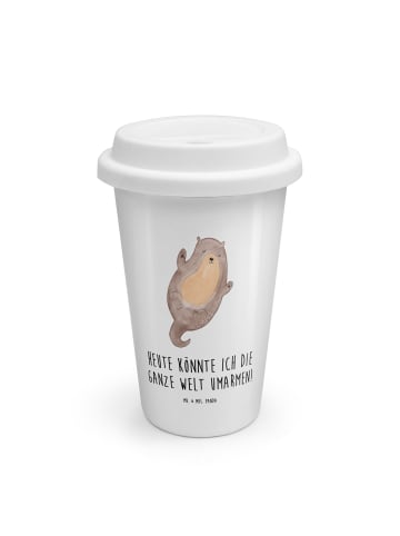 Mr. & Mrs. Panda ToGo Kaffeebecher Otter Umarmen mit Spruch in Weiß