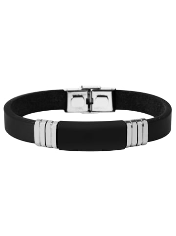 Adeliás Unisex Armband aus Leder 21 cm in schwarz