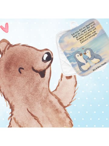 Mr. & Mrs. Panda Topfhandschuhe Pinguine trösten Design mit Spruch in Weiß