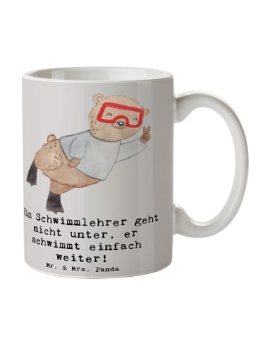 Mr. & Mrs. Panda Becher Schwimmlehrer Motivation mit Spruch in Grau Pastell