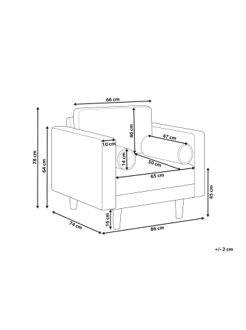 Beliani Sessel NURMO in Braun - (W) 86 x (H) 78 x (L) 74 cm