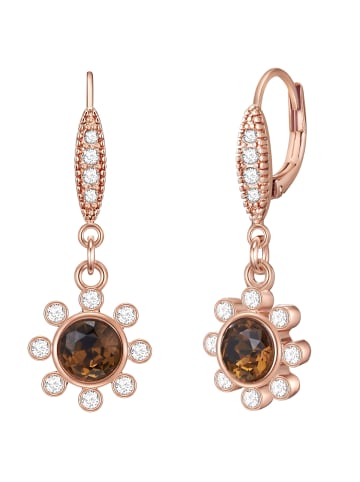 Lulu & Jane Ohrhänger Blüte Metall-Legierung Glas in roségold