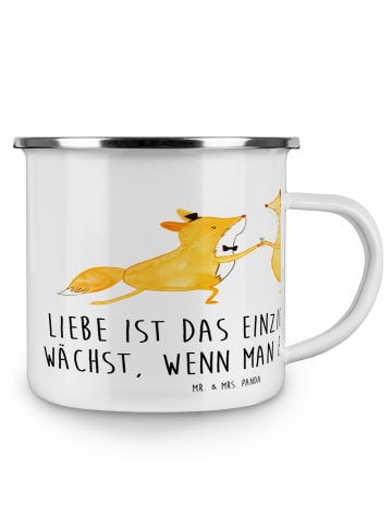 Mr. & Mrs. Panda Camping Emaille Tasse Eheversprechen Liebe Teil... in Weiß