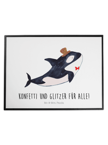 Mr. & Mrs. Panda Schreibtischunterlage Orca Zylinder mit Spruch in Weiß