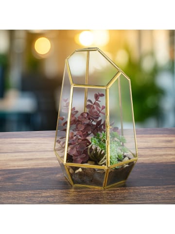 relaxdays Pflanzenterrarium "geometrisch" in Schwarz - (B)18 x (H)26 x (T)15 cm
