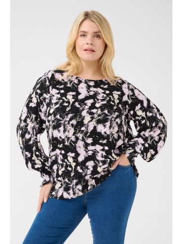 KAFFE curve Langarm-Bluse KClurana in Black/Pink Graphic Strokes