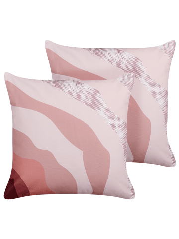 Beliani 2er-Set Gartenkissen CAMPEI in Rosa