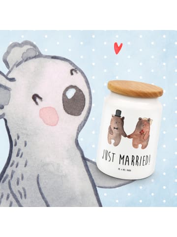 Mr. & Mrs. Panda Teedose Bär Heirat mit Spruch in Weiß