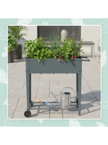 relaxdays Hochbeet in Anthrazit - (B)85 x (H)80 x (T)50 cm