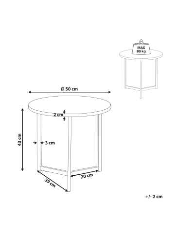 Beliani Beistelltisch TIPPO in Braun/Schwarz - (W) 50 x (H) 43 x (L) 50 cm