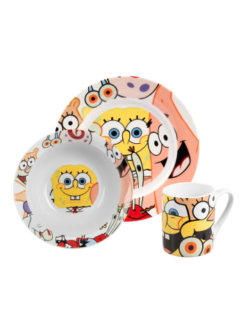 United Labels 3-tlg Frühstücksset Spongebob Schwammkopf -Teller, Schale, Tasse in Mehrfarbig